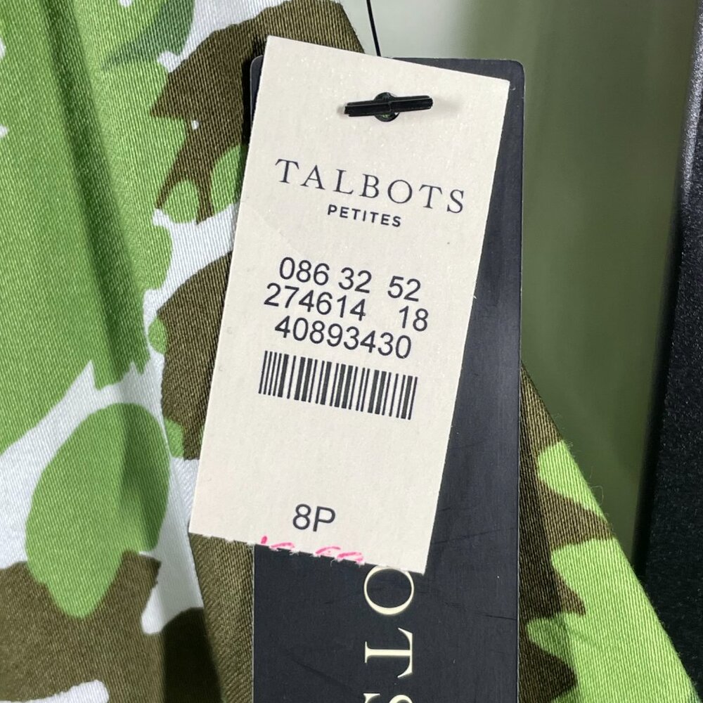 NEW Talbots Dress Womens 8 petite green brown floral fit flare preppy - Picture 5 of 9